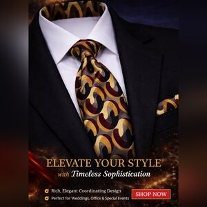 Men's FACETS Gray & Brown Abstract Pattern Silk Tie One Size